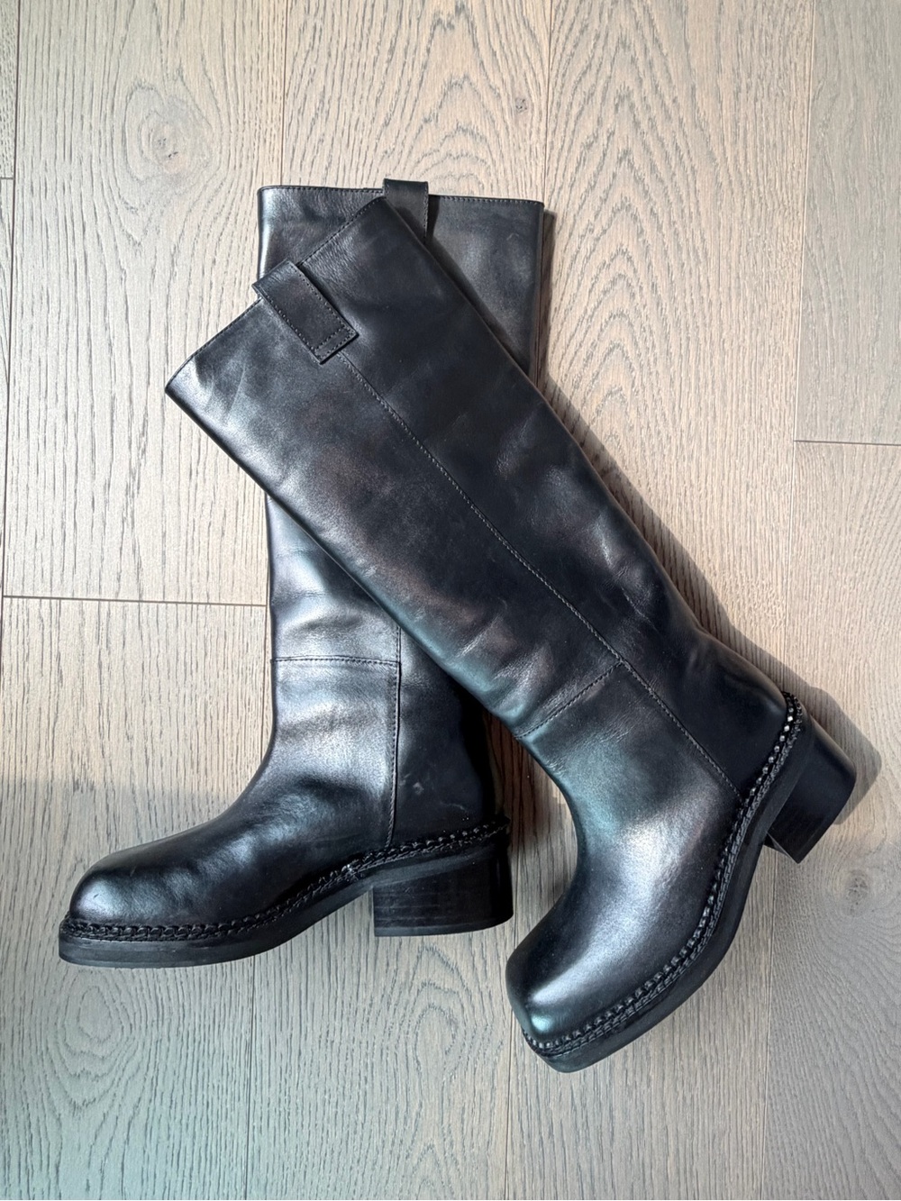 Steve Madden Black Leather Over-the-Knee Riding Boots